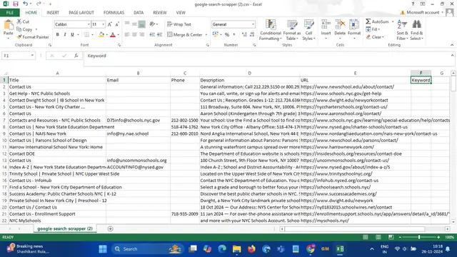 Yahoo Search Scraper  Result